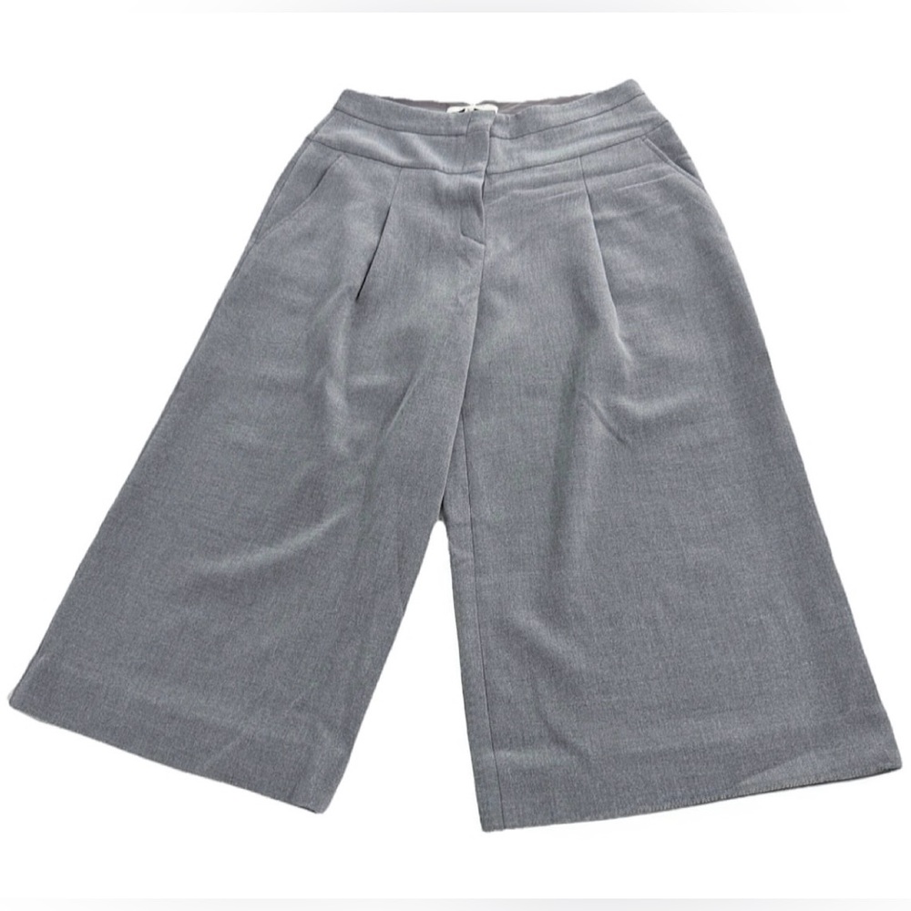 BCBG Max Azria Runway Pants Size 6 Gray Wide Leg Cropped High Rise - Picture 3 of 11